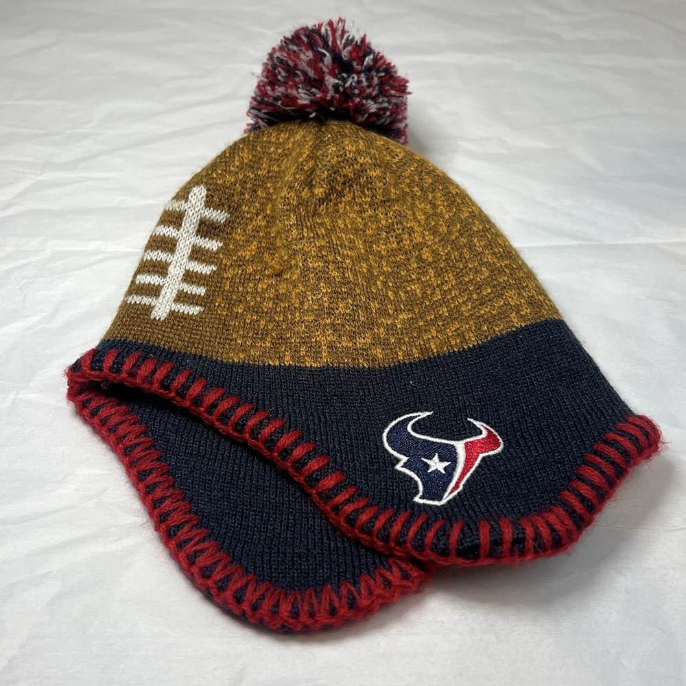 Houston‎ Texans Infant NFL Team Apparel Winter Hat Flap Ear Pom Embroidered Logo